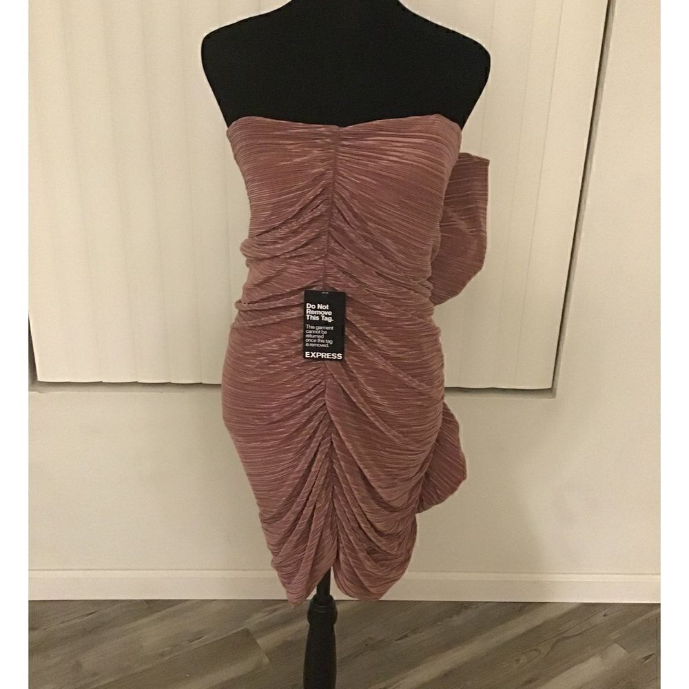 NWT~Express Dusty Rose Ruched & Ruffled Party Dress Sz 10 Misses